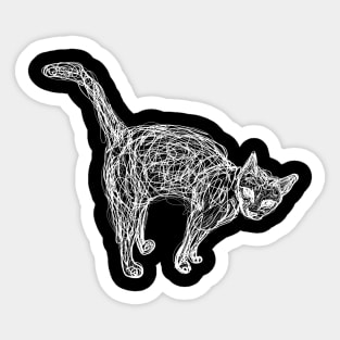 White doodle cat Sticker